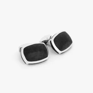 Signature Pillow bullet Cufflinks In Rhodium Plated Silver with Matte Onyx