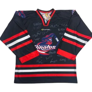 Vintage 90s 00s Black Red Signed Aalborg Pirates Jersey XL