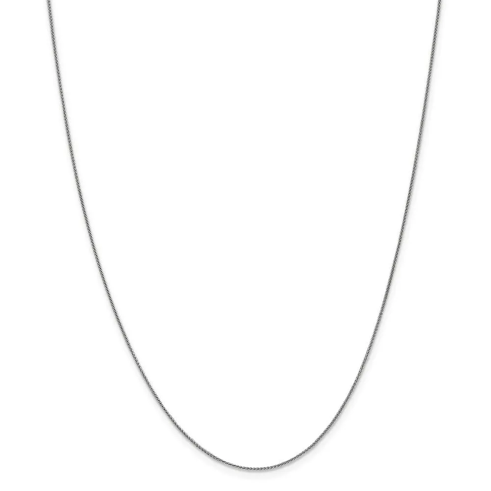 0.8mm 14k White Gold Solid Baby Wheat Chain Necklace