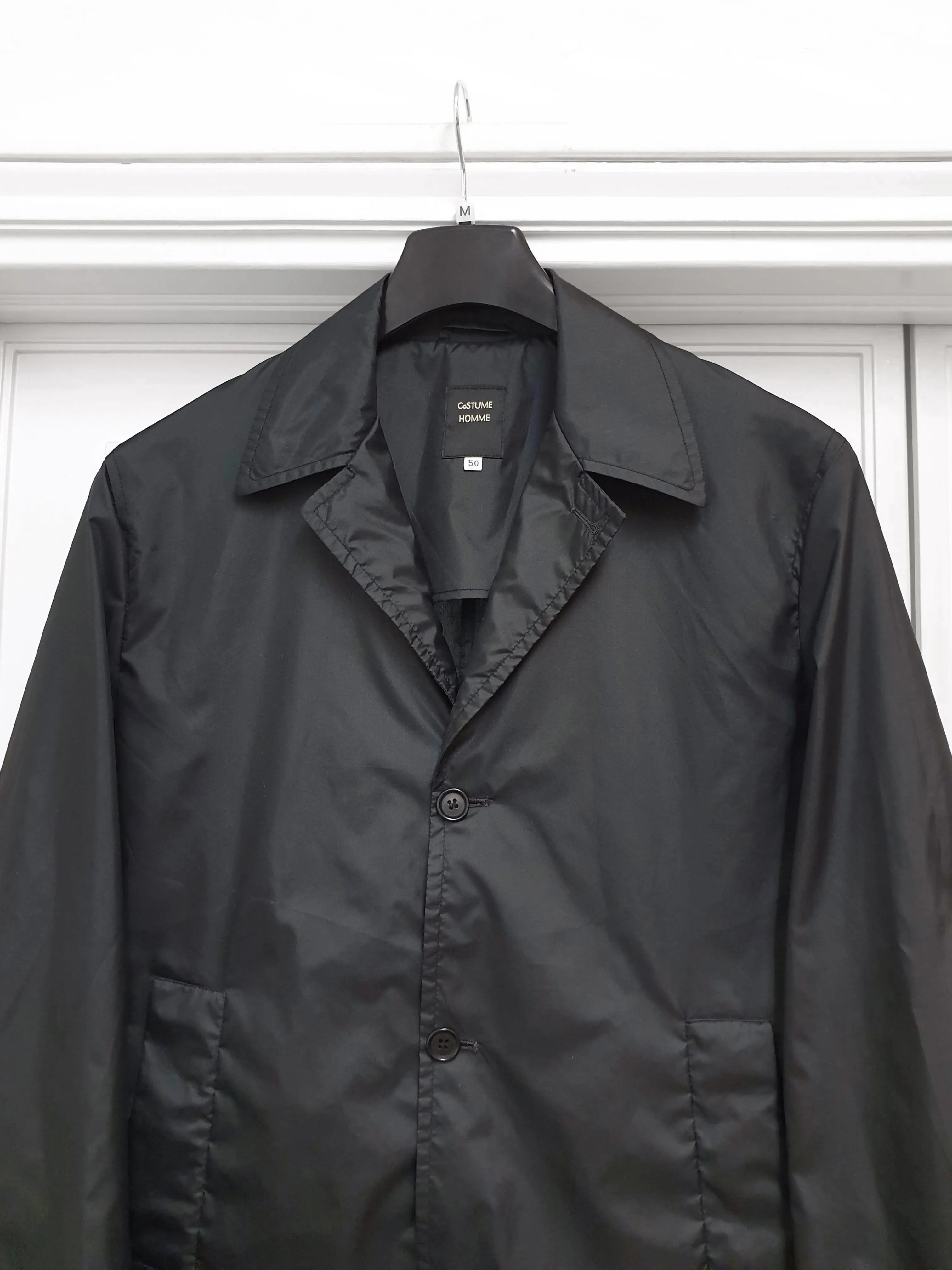 1990s Sartorial Jacket with Point Collar in Coated Nylon