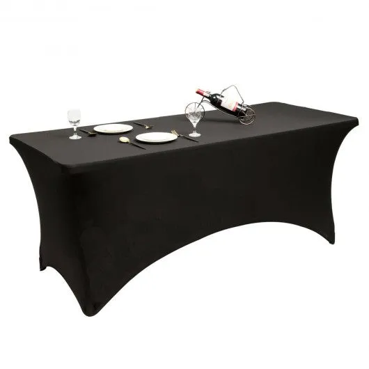 2 Pcs 4 Ft Rectangular Spandex Tablecloth Fitted Wedding-Black