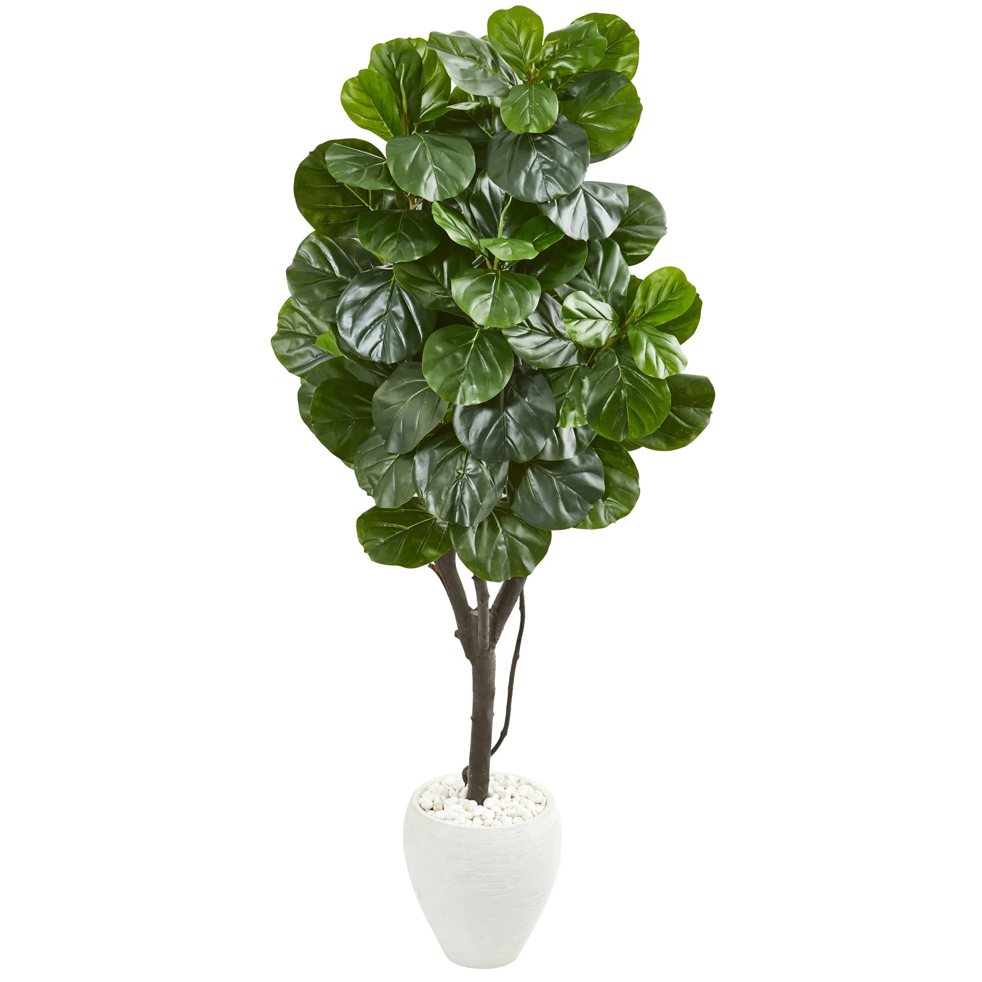 68" Artificial Fiddle Leaf Fig Tree in White Planter - Low Maintenance, Life-Like & Vibrant Silk Trees For Busy People.