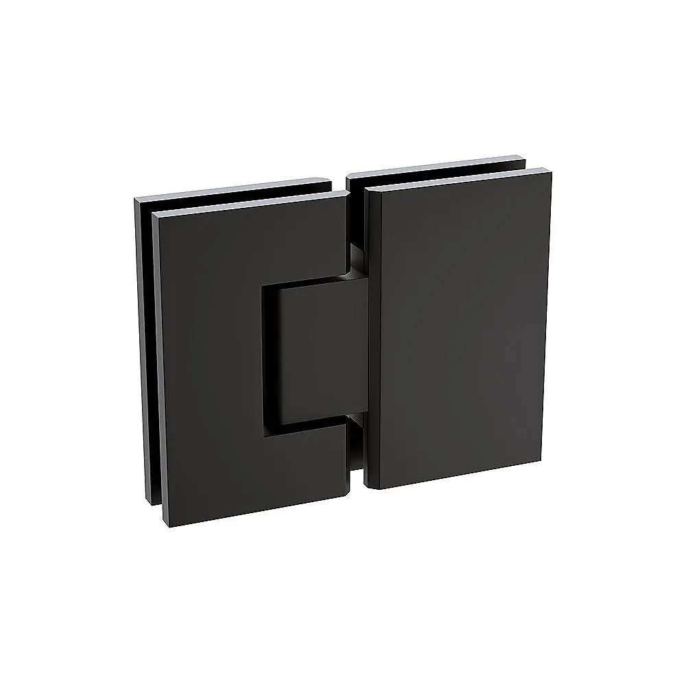 90cm Wall to Wall Frameless Shower Screen with Black Channel and SS Hinges , Square Knob Handle