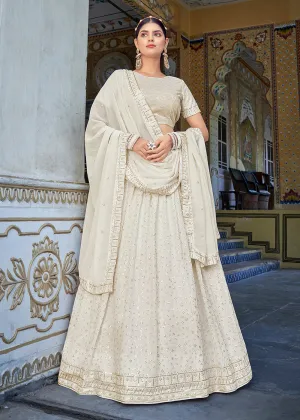 A Line Off White Trendy Sequins Embroidered Wedding Lehenga