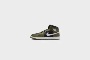 Air Jordan 1 Mid (Black/White-Medium Olive-Sail)