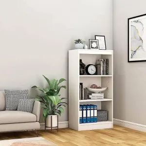 Alpha Modern Bookshelves, 4 tier, 48" high, Stylish Frosty White Finish