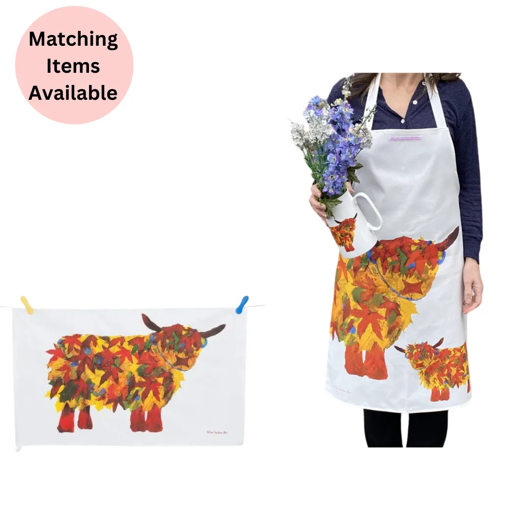 AUTUMN LEAF HIGHLAND COW TEA TOWEL