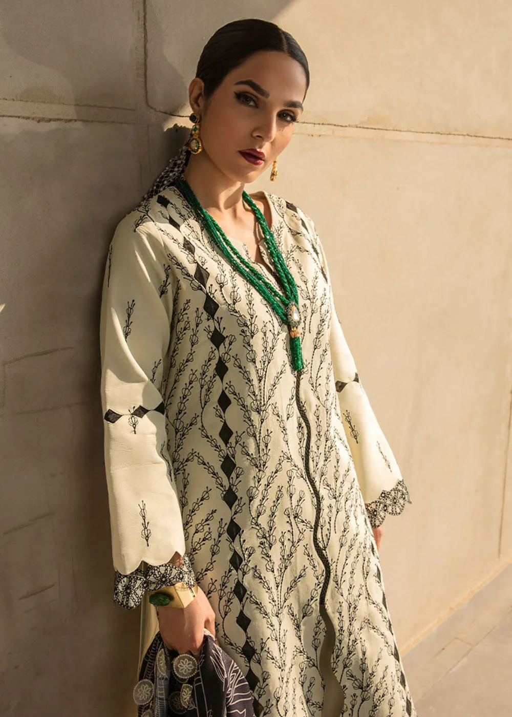 Beige Luxury Lawn Suit | Rang Rasiya | Florence Lawn '23 | LVY - D11