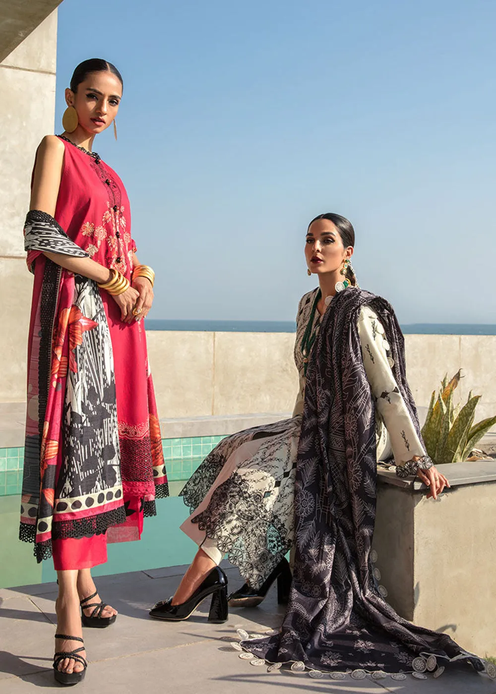 Beige Luxury Lawn Suit | Rang Rasiya | Florence Lawn '23 | LVY - D11