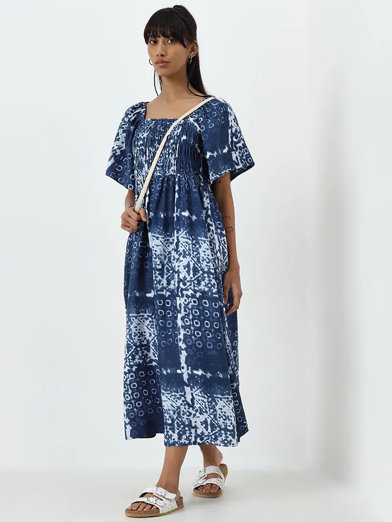 Bombay Paisley Blue Abstract Printed A-Line Dress