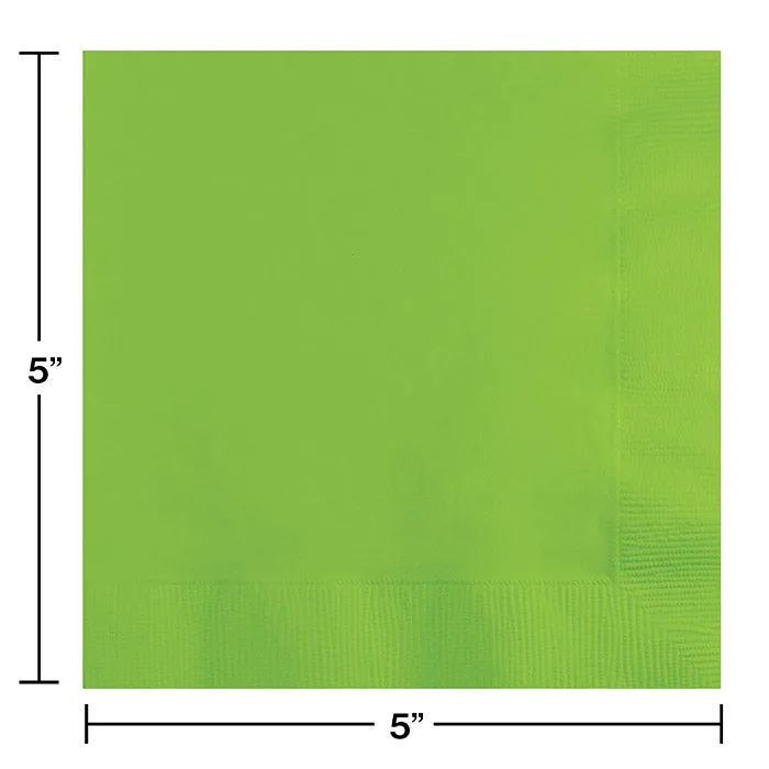 Bulk Fresh Lime Green Beverage Napkins 3 ply (500 per Case)