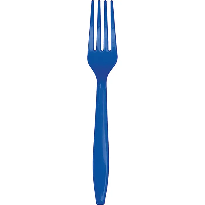 Bulk Pack of 100 Cobalt Blue Plastic Forks