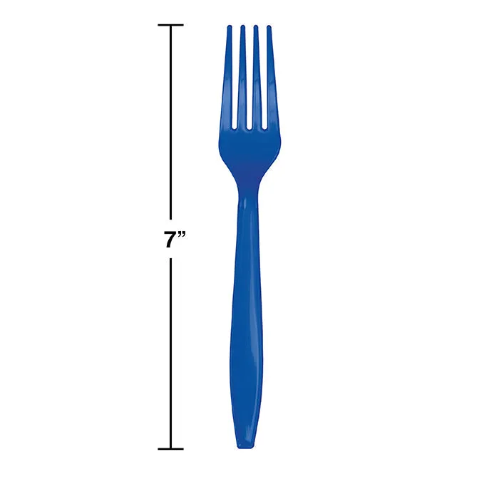 Bulk Pack of 100 Cobalt Blue Plastic Forks