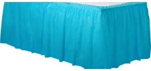 Caribbean Blue Solid Color Plastic Table Skirt 14' x 29"