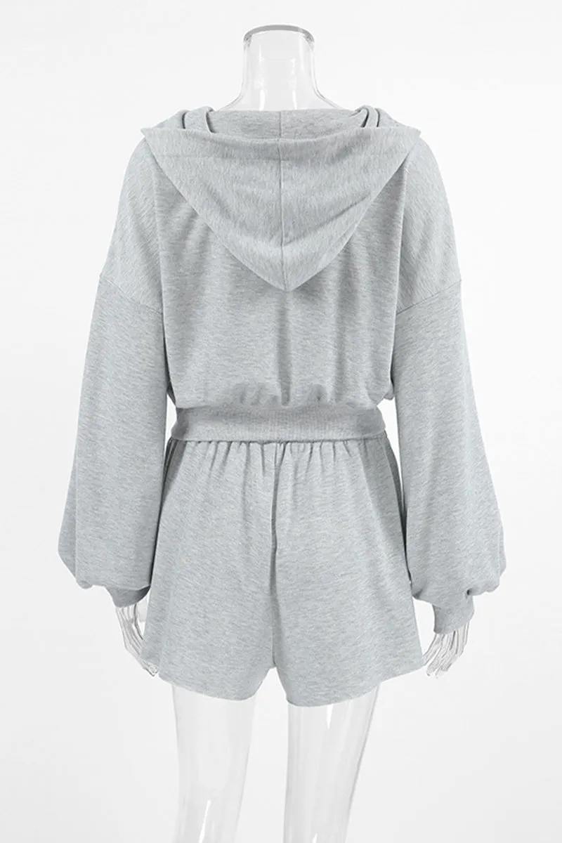 Casual Sportswear Zipper Hooded Long Sleeve Two Pieces