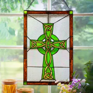 Celtic Cross Stained Glass Window Hanging