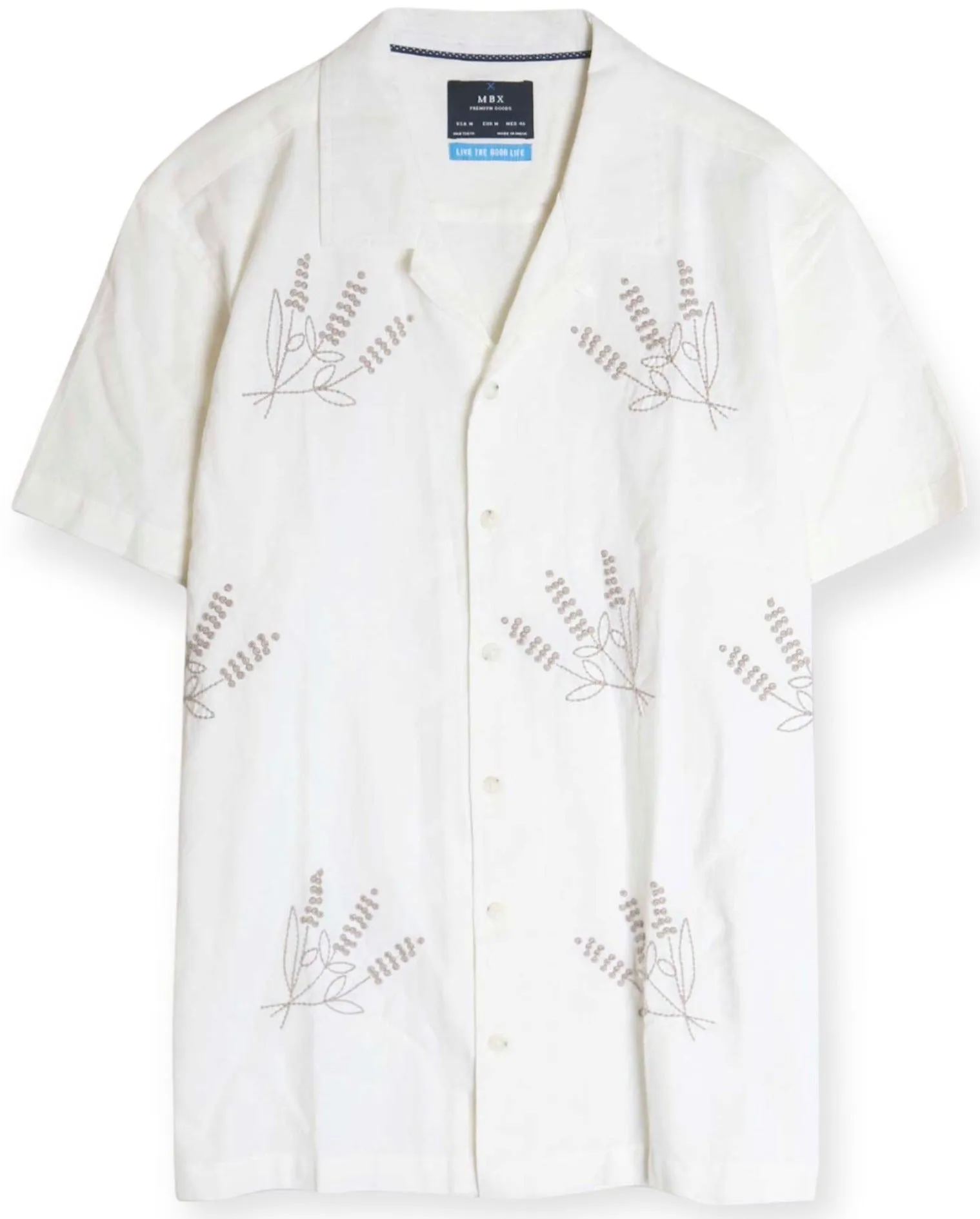 Crisp White Embroidered Floral Shirt