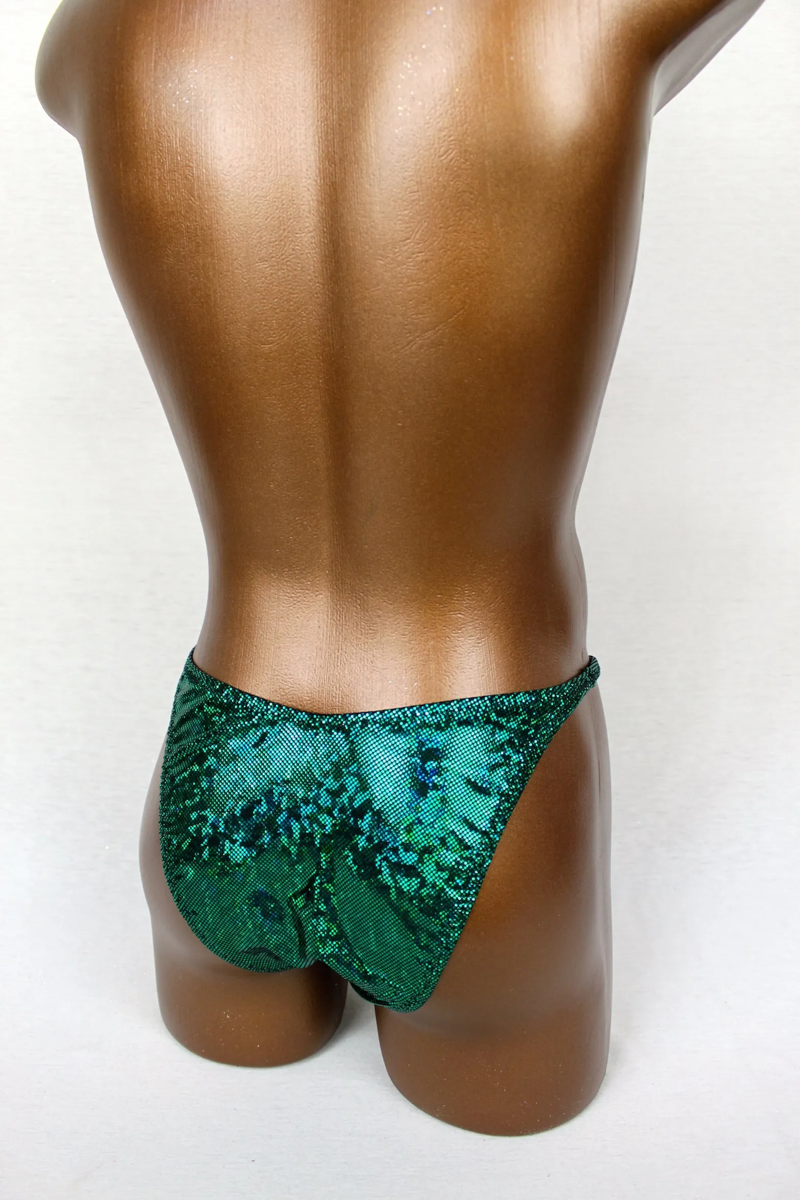 Dark Green Hologram Spandex  Posing Trunks