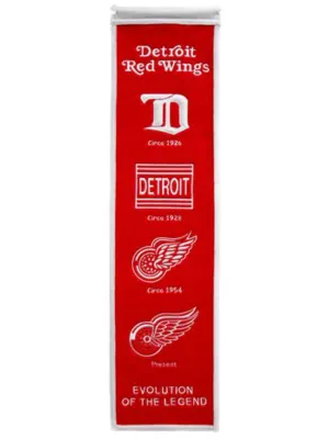 Detroit Red Wings Winning Streak Past Mascots Wool Heritage Banner (8"x32")