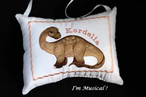 Dinosaur Music Box Pillow -- Personalized Embroidered MUSICAL Keepsake