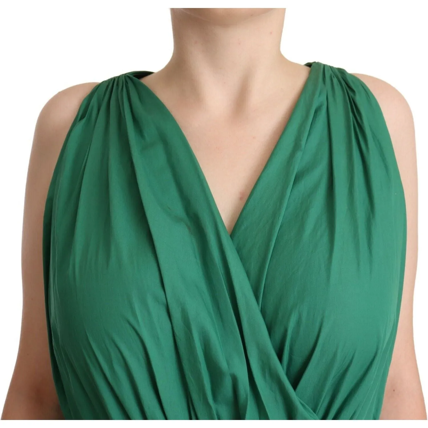 Dolce & Gabbana Elegant Deep Green Sleeveless A-Line Dress