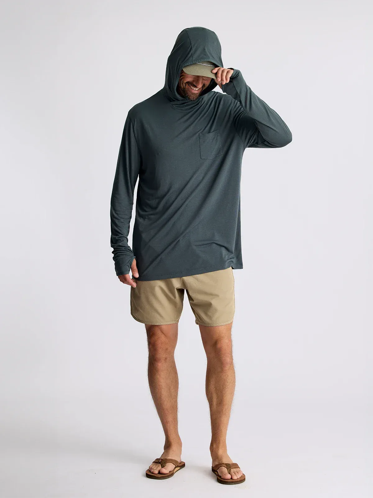 Free Fly Men's Bamboo Lightweight Hoodie in Midnight