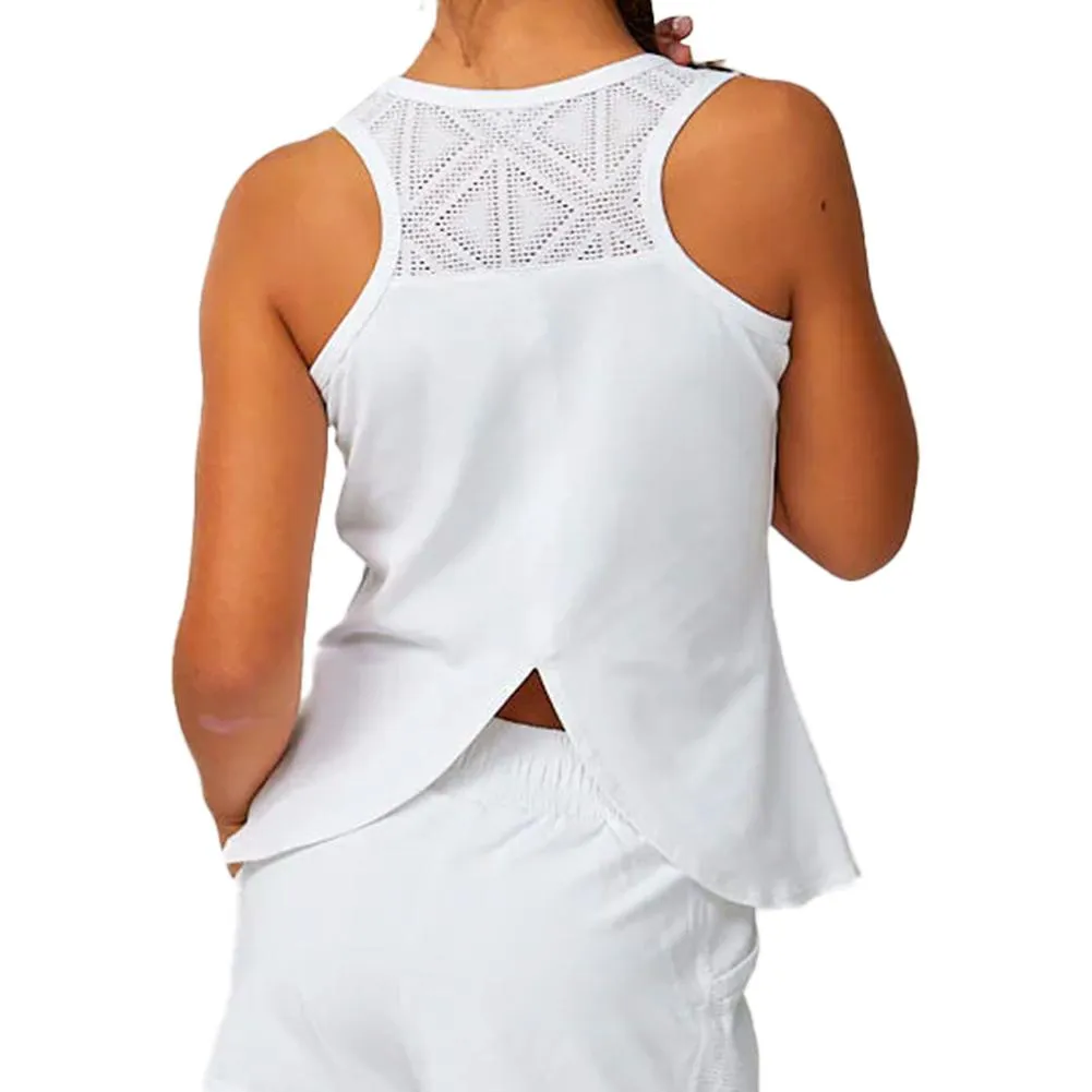 Girl's Diamond Jacquard Racerback Tennis Tank White and Diamond Jacquard