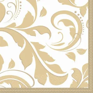 Gold Elegant Scroll Napkins (16ct)