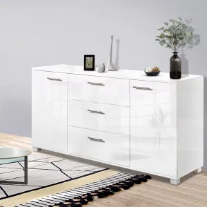 High Gloss White Sideboard w/ Storage, MDF Panels - Artiss