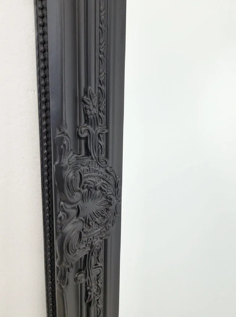 Intricate Black Ornate Wall Mirror, 70x170cm, Durable