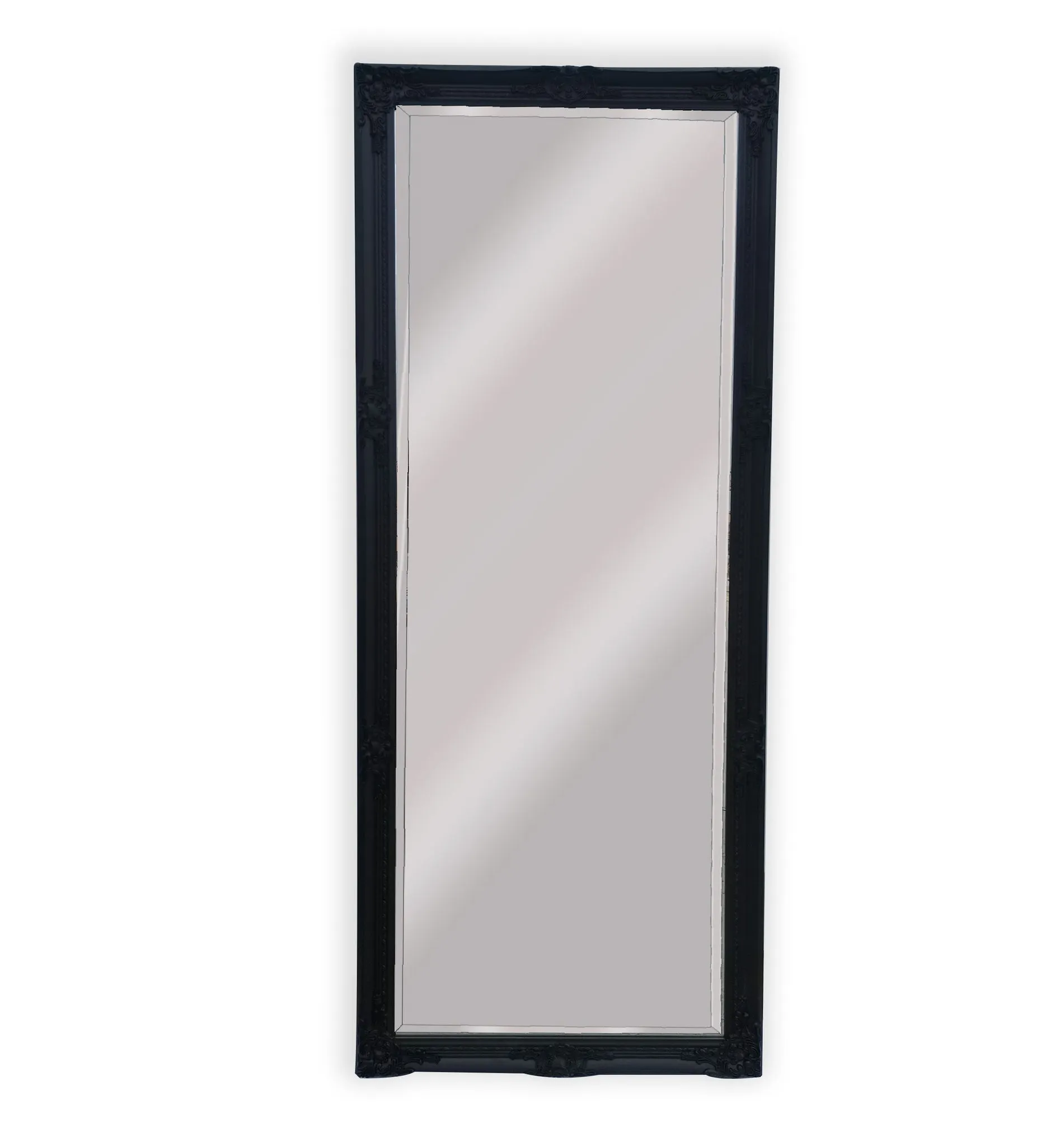 Intricate Black Ornate Wall Mirror, 70x170cm, Durable