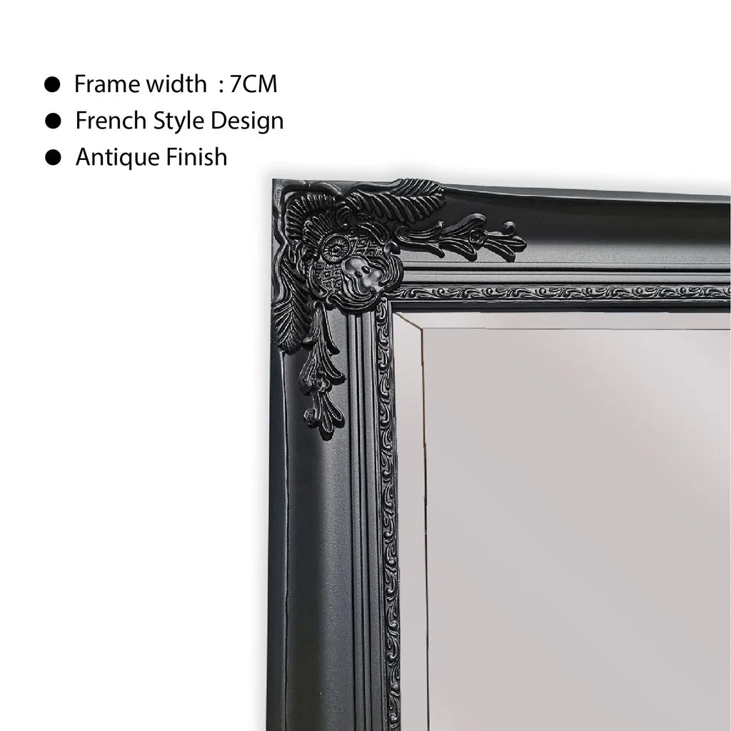 Intricate Black Ornate Wall Mirror, 70x170cm, Durable