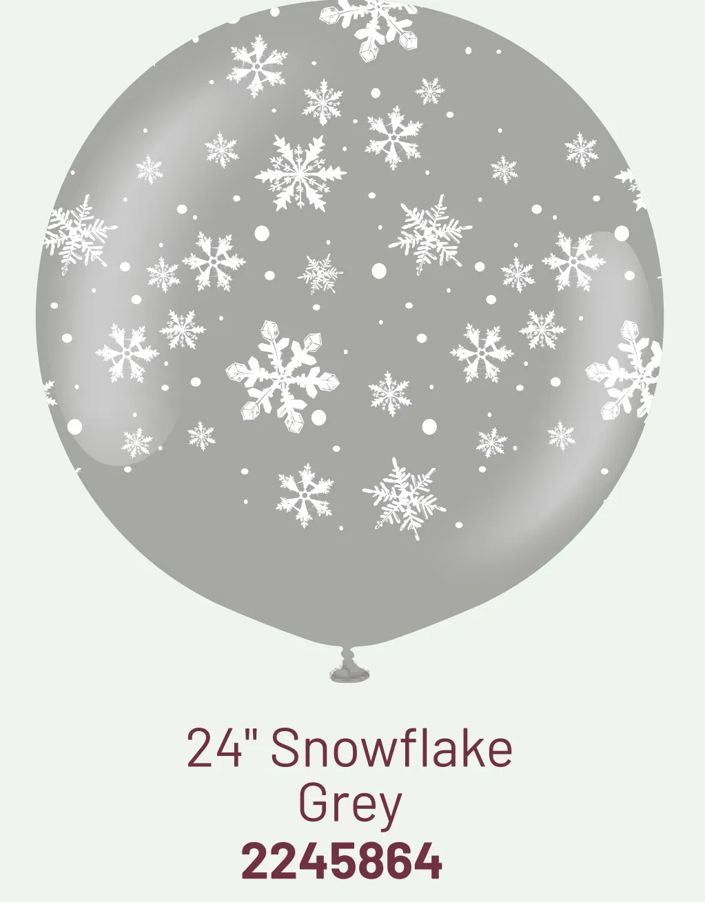 Kalisan 24" Snowflake Grey Printed Latex Balloon, 1 piece