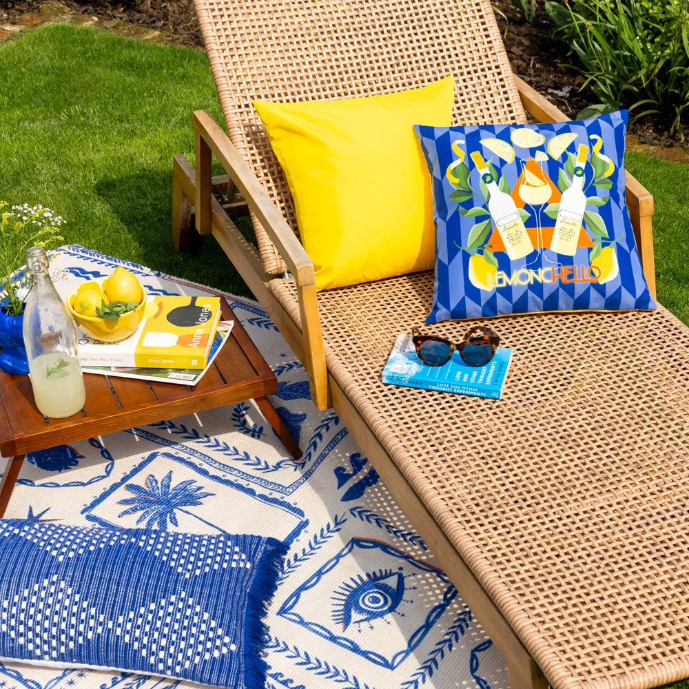 Limoncello Abstract Outdoor Cushion Blue