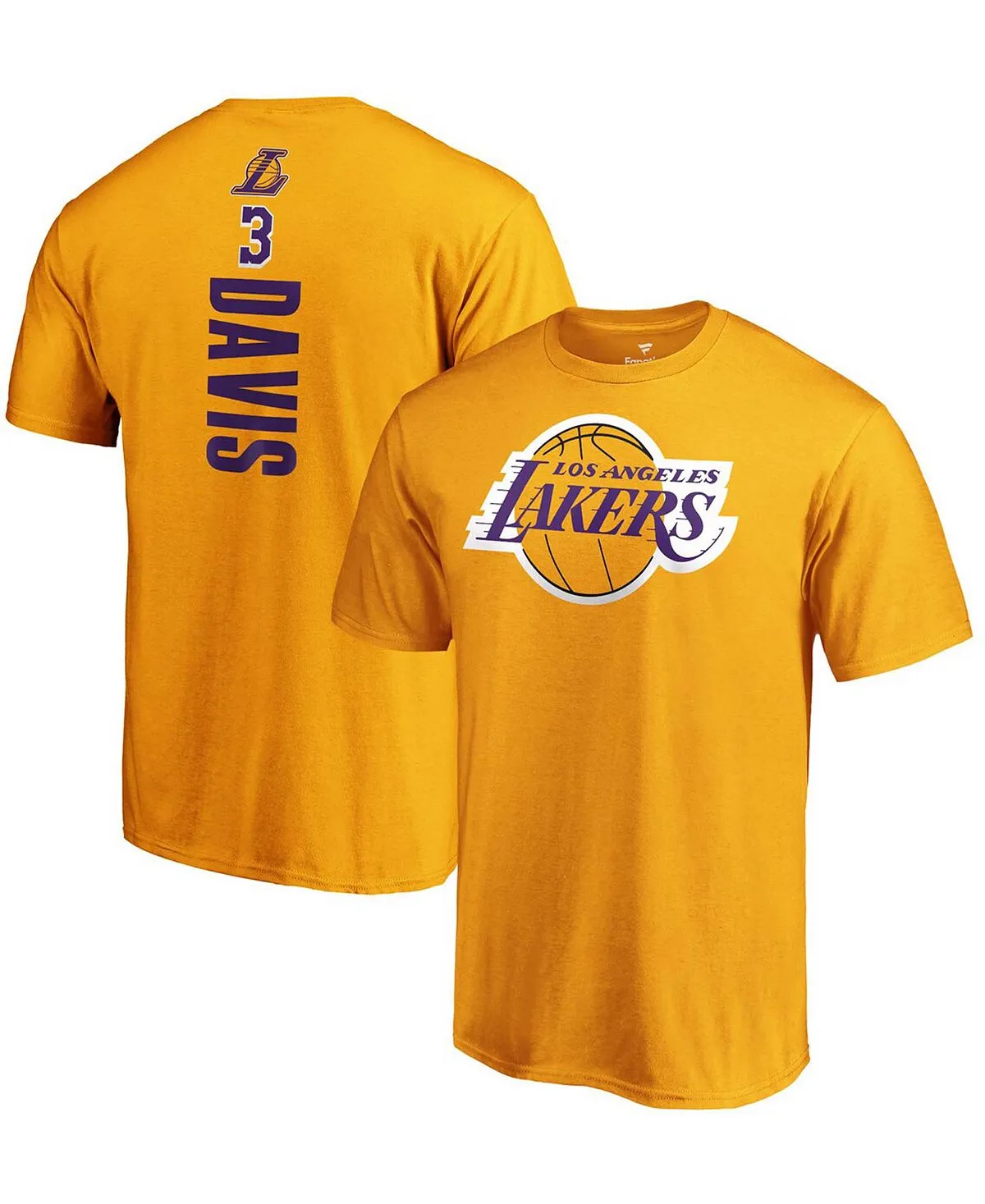 Men's Los Angeles Lakers Playmaker's Name and Number T-Shirt gold anthony davis fanatics