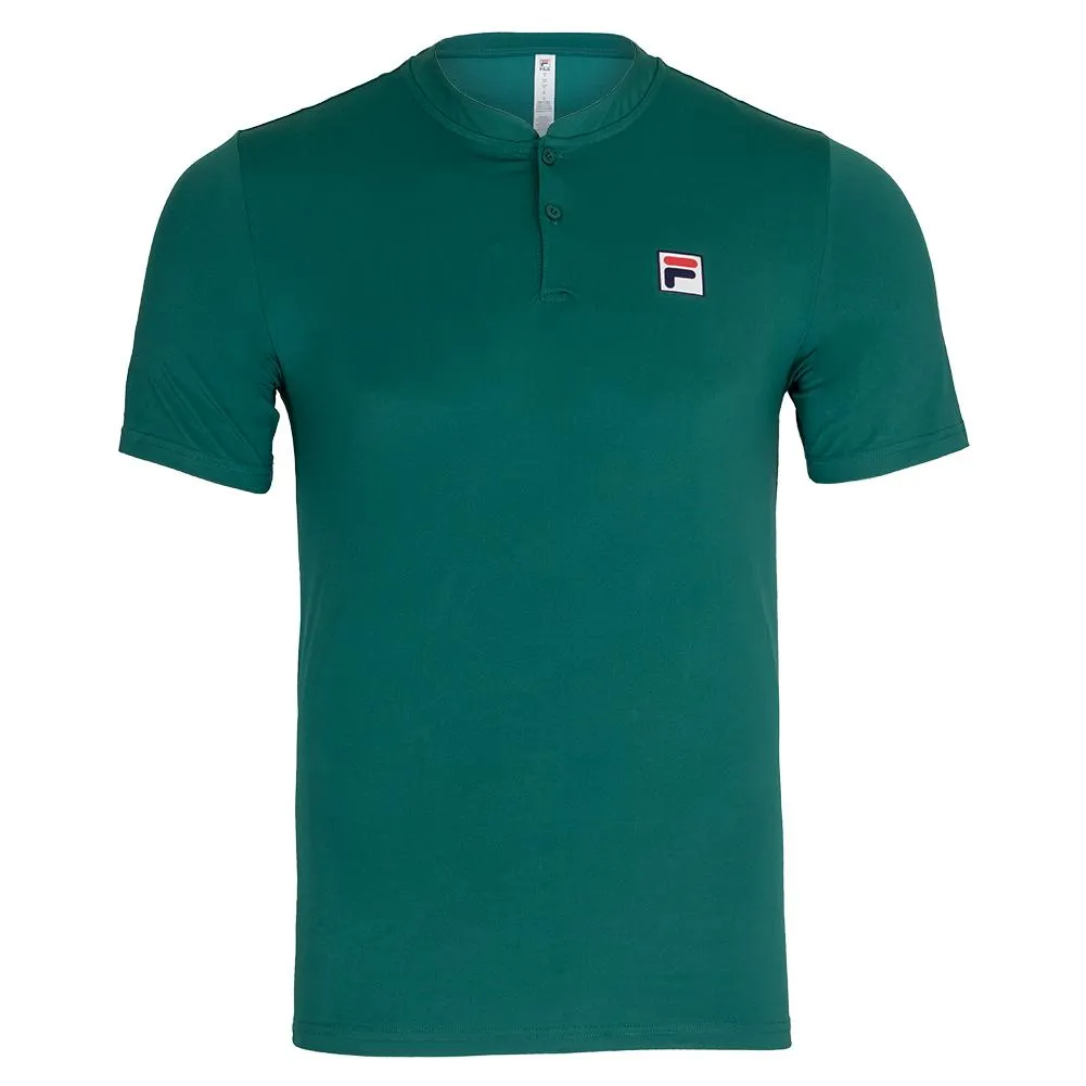 Short-Sleeve Mens Malachite Tennis Henley Shirt.