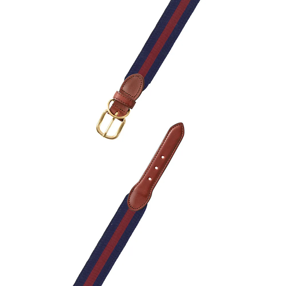 Navy & Burgundy Grosgrain Ribbon Dog Collar