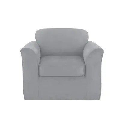 New - Ultimate Stretch Chair Suede Slipcover Light Gray - Sure Fit