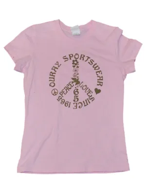 Ouray Sportswear Women Light Pink Peace Sign Logo Short Sleeve T-Shirt (S)