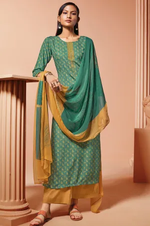 Pashmina Printed Embroidered Suit with Chiffon Printed Dupatta