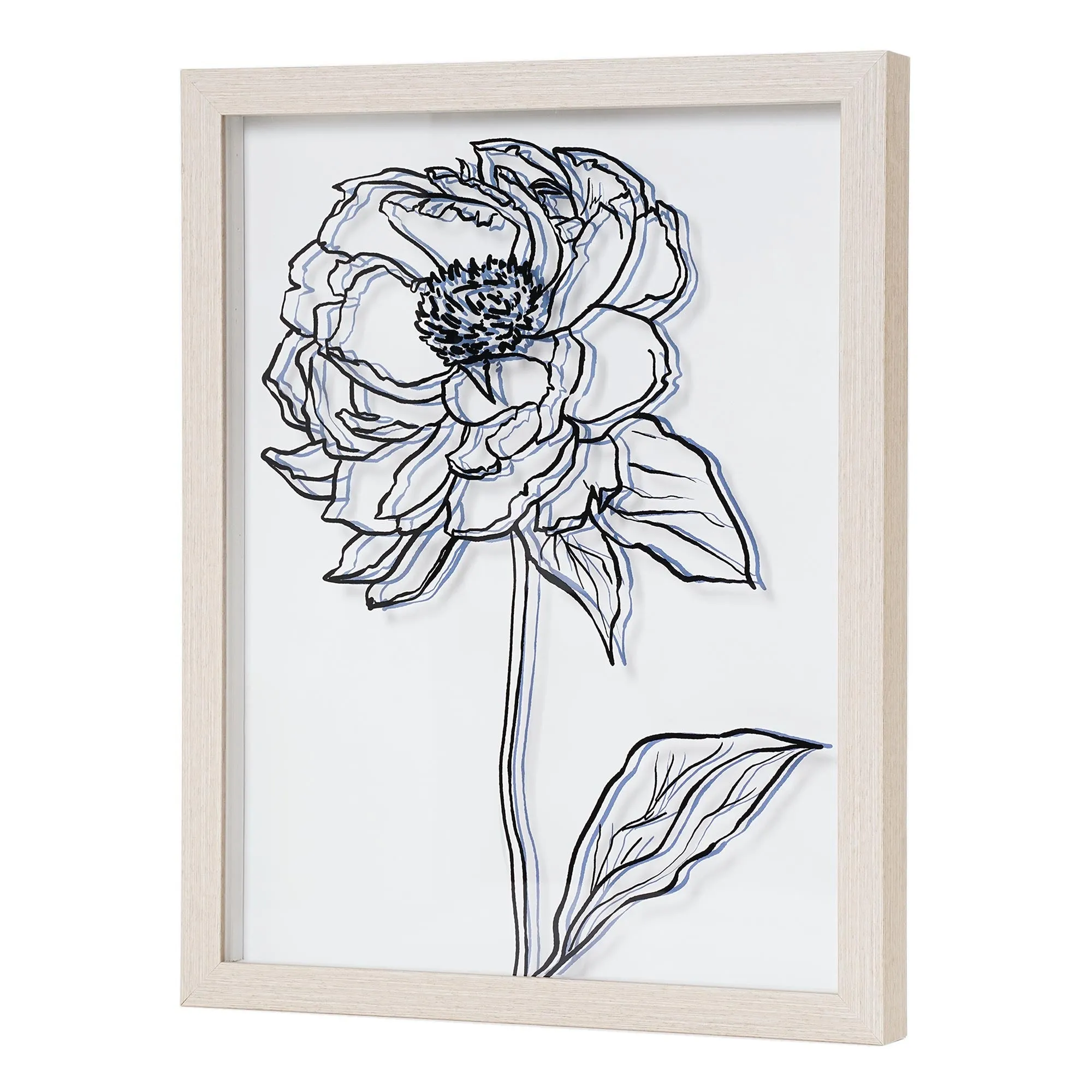 Peony Sketch Printed Glass Wall Art - 12" x 15"