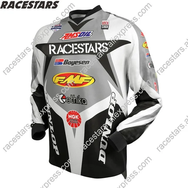 RACESTARS Motocross MTB Jersey Men Motorcycle Mountain Bike Team Downhill Jersey MTB Offroad DH MX Bicycle Long Motorcycle Shirt