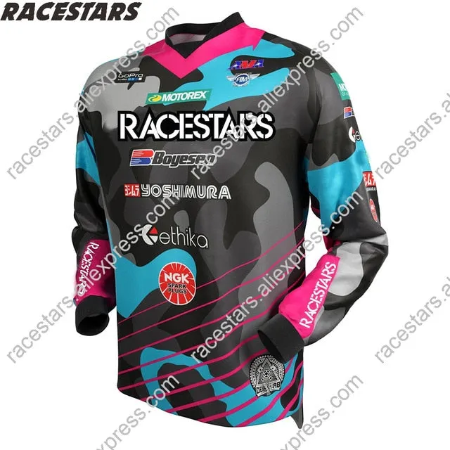 RACESTARS Motocross MTB Jersey Men Motorcycle Mountain Bike Team Downhill Jersey MTB Offroad DH MX Bicycle Long Motorcycle Shirt