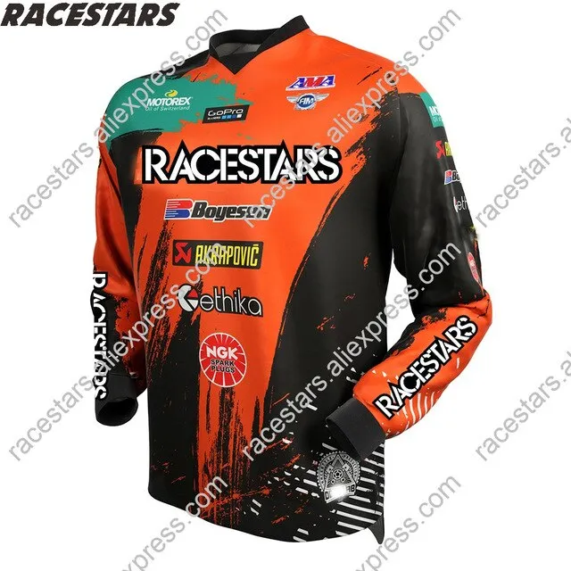 RACESTARS Motocross MTB Jersey Men Motorcycle Mountain Bike Team Downhill Jersey MTB Offroad DH MX Bicycle Long Motorcycle Shirt