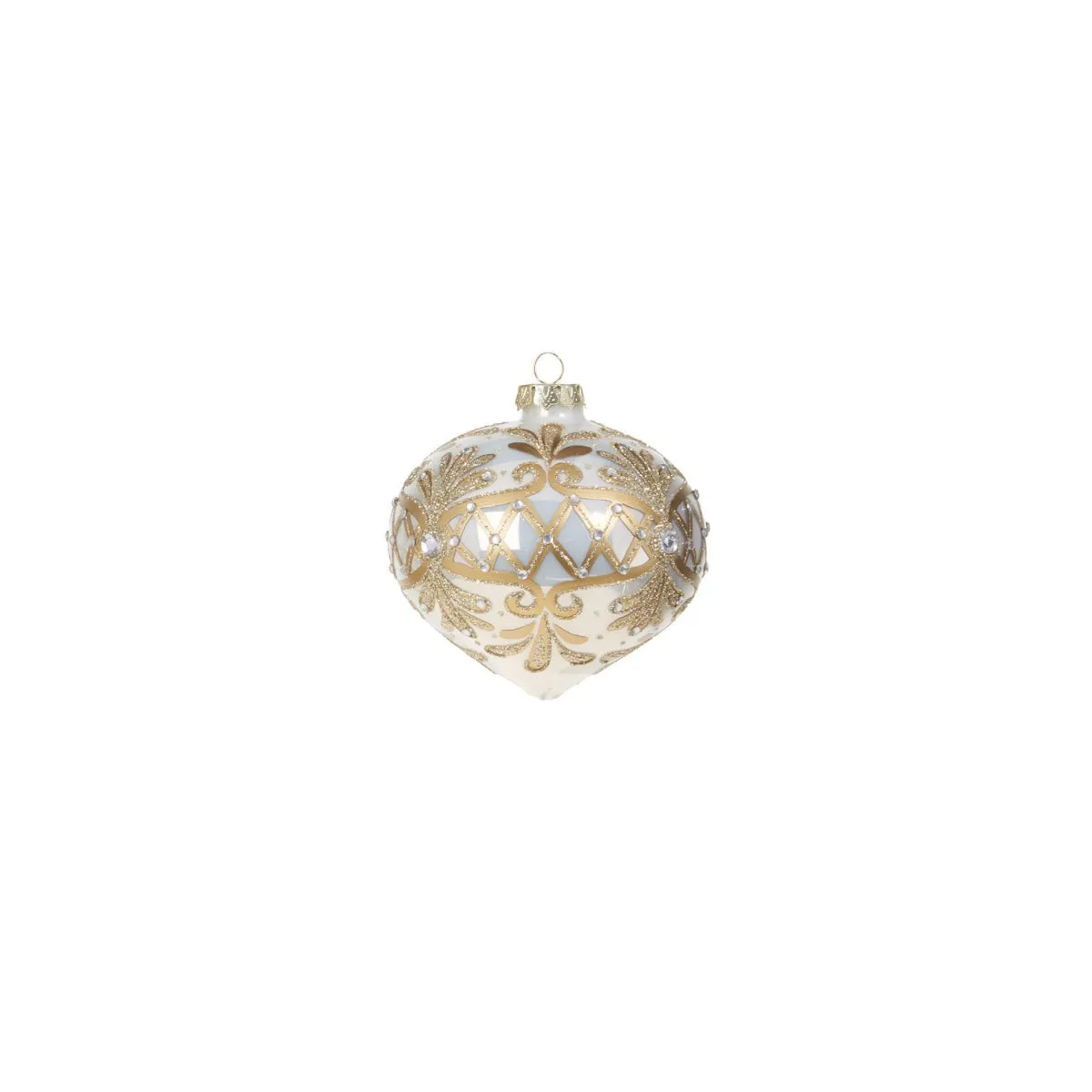 RAZ Embellished Bauble White & Gold Assorted 10cm (price per item)