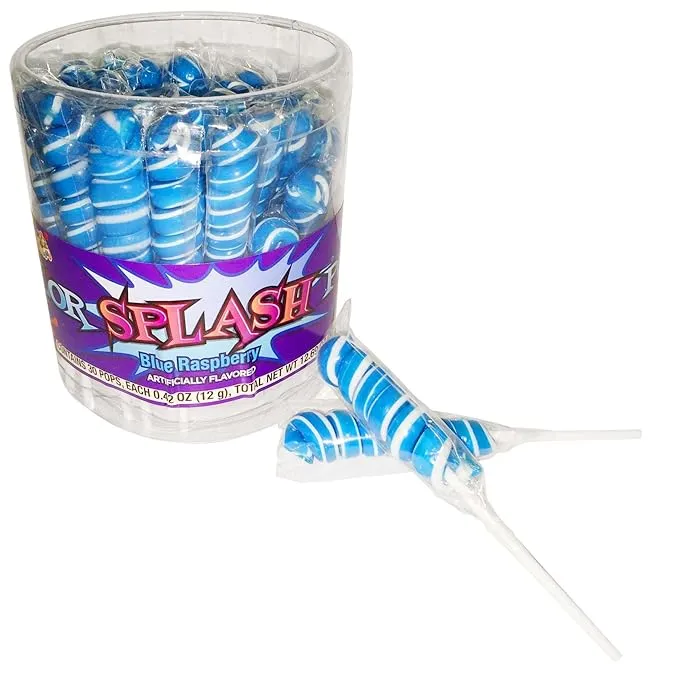 Royal Blue Color Splash Blue Raspberry Lollipops | 30ct