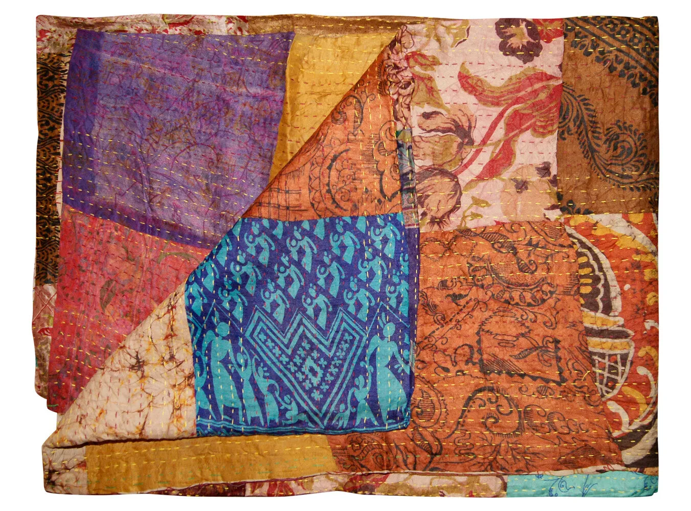 Taj Hotel Home Decor Kantha Silk Throw | 60"x90" | 1