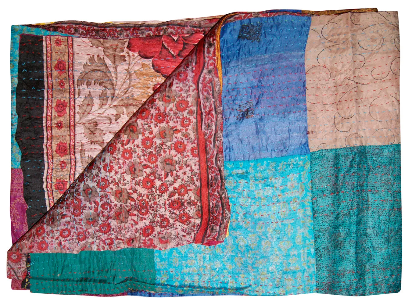 Taj Hotel Home Decor Kantha Silk Throw | 60"x90" | 1