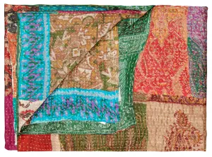 Taj Hotel Home Decor Kantha Silk Throw | 60"x90" | 1