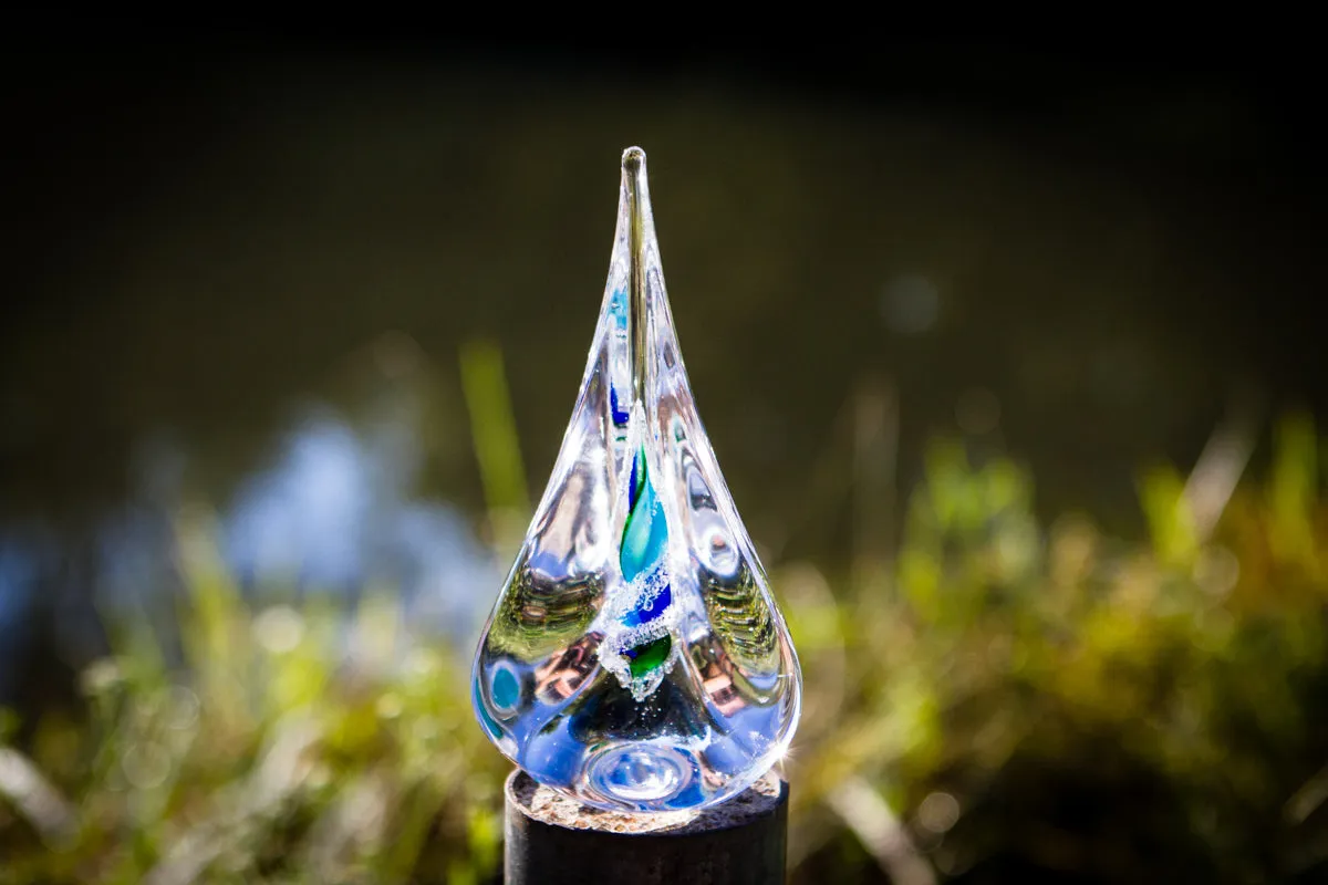 Tri-Color Pyramid Flame with Cremation Ash